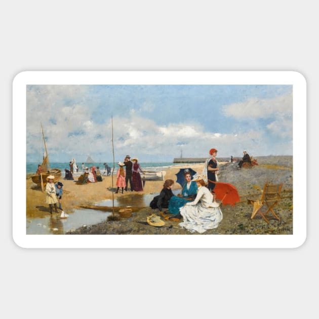 An Afternoon on the Beach by Francesc Miralles Sticker by Classic Art Stall